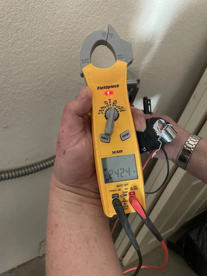 Voltage testing with clamp meter during Aluminum Wiring Replacement in Walkersville